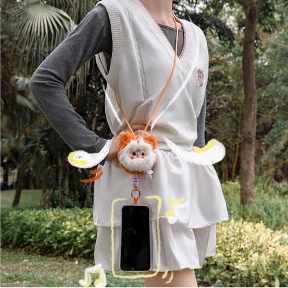 Cute White and Black Plush Phone Strap - Picture 13 of 13